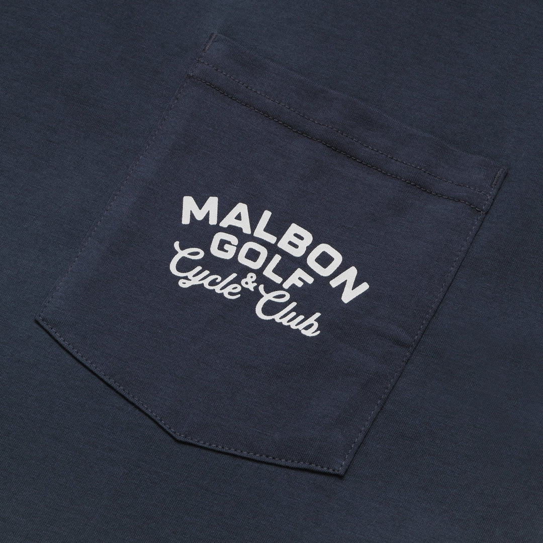 tee shirt de golf malbon golf golf & cycle club bleu