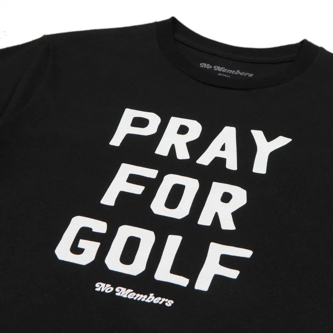 tee shirt de golf no members pray for golf logo