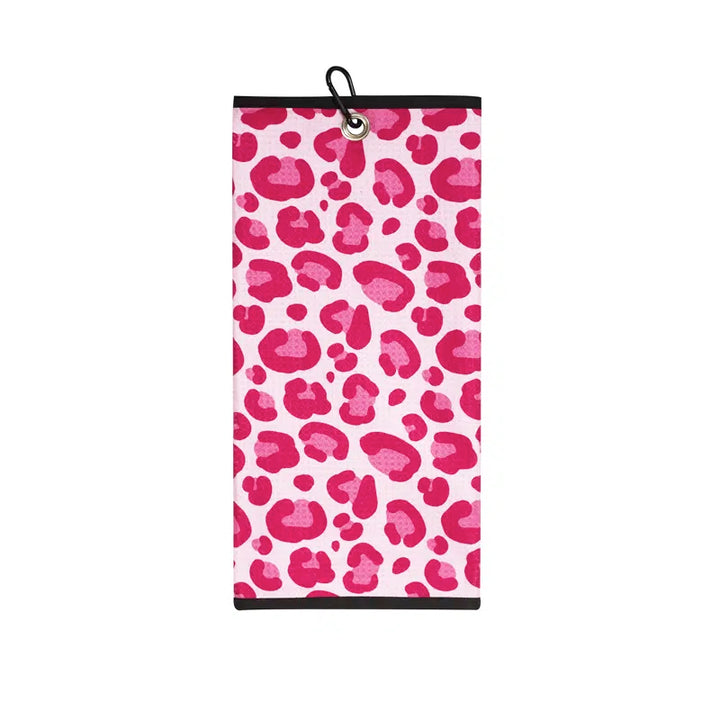 serviette de golf trifold lay day golf leopardo pink
