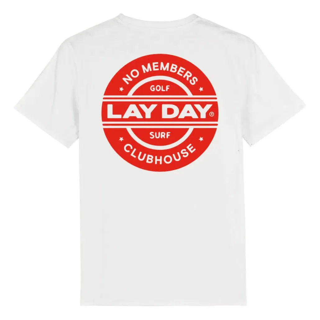 tee shirt de golf Lay Day golf et no members blanc rouge dos